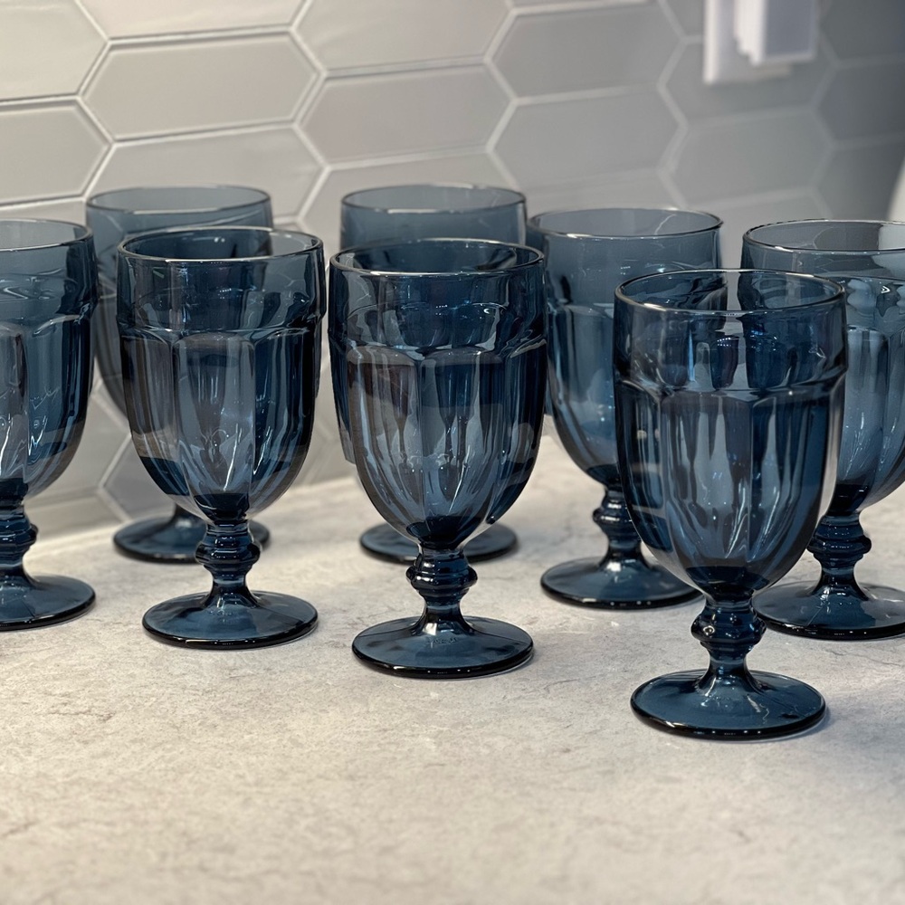 Libbey Duratuff Dusty Blue glass set